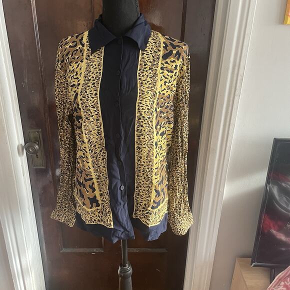 Ilyse Hart Ltd Animal Print Leopard Rayon Button Down Long Sleeves MEDIUM - Picture 5 of 10